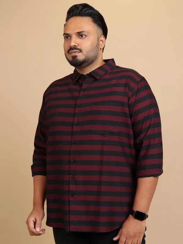  Xtra Ordinary By Highlander Men Maroon Striped Regular Fit Casual Shirts