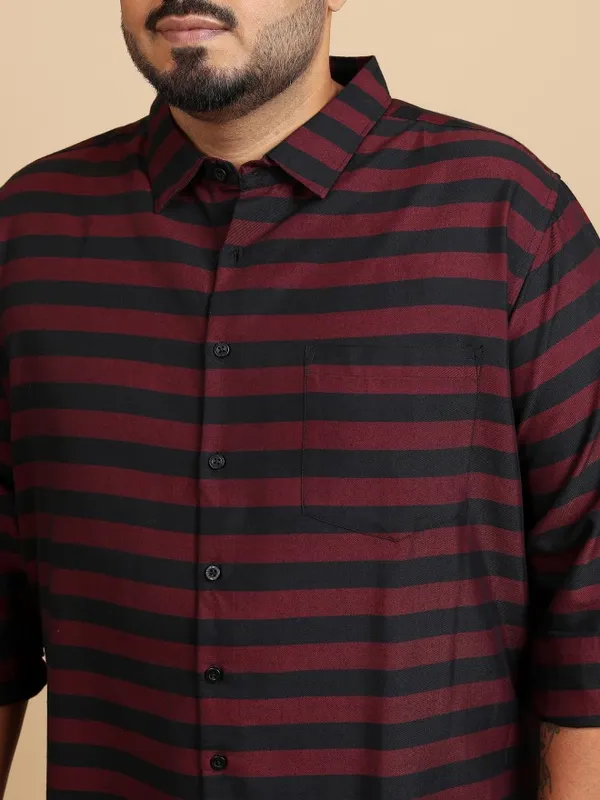  Xtra Ordinary By Highlander Men Maroon Striped Regular Fit Casual Shirts