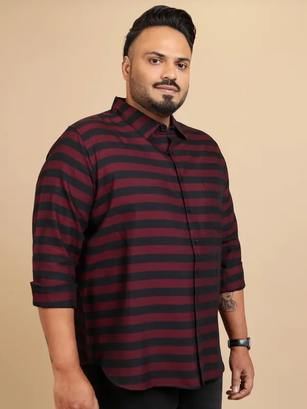  Xtra Ordinary By Highlander Men Maroon Striped Regular Fit Casual Shirts