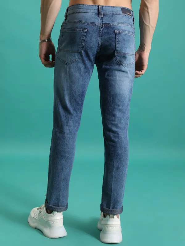  Highlander Men Blue Skinny Fit Highly Distressed Jeans