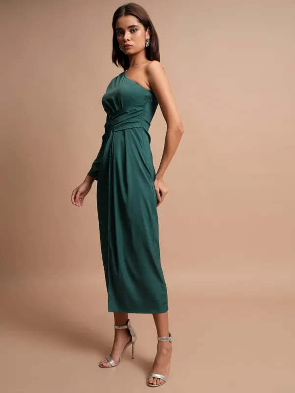 Tokyo Talkies Women Green Solid Maxi Dress