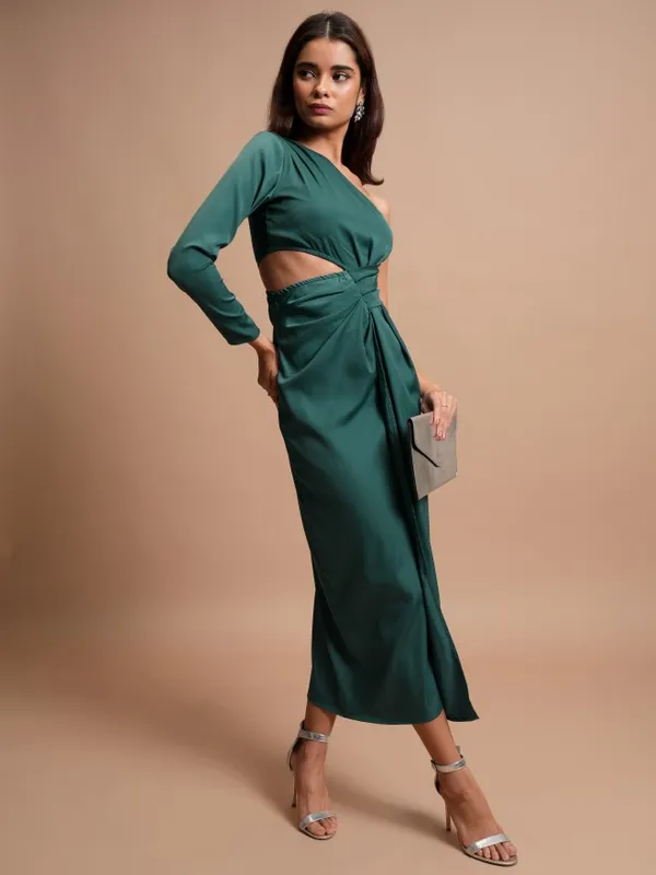Tokyo Talkies Women Green Solid Maxi Dress