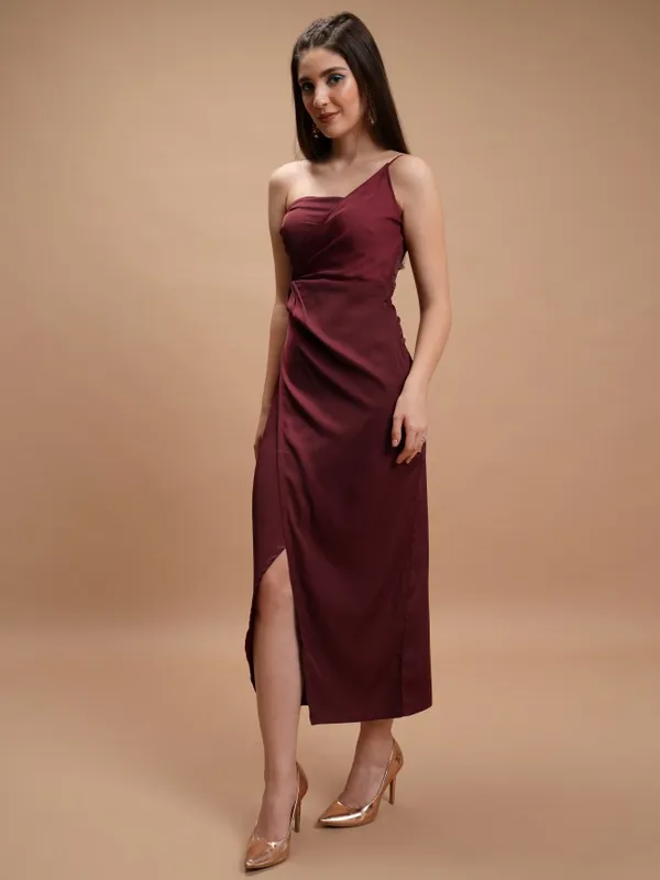  Tokyo Talkies Women Maroon Solid Bodycon Dresses