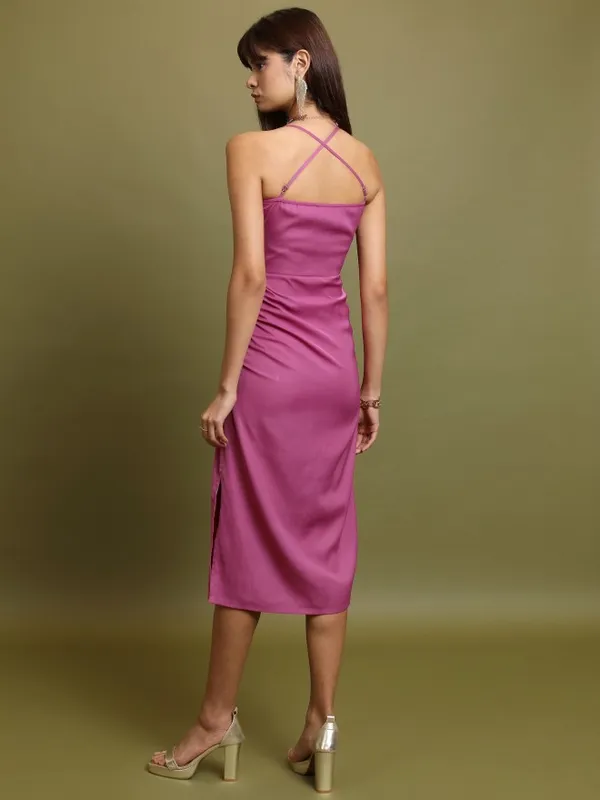 Tokyo Talkies Women Pink Solid Fit And Flare Dress