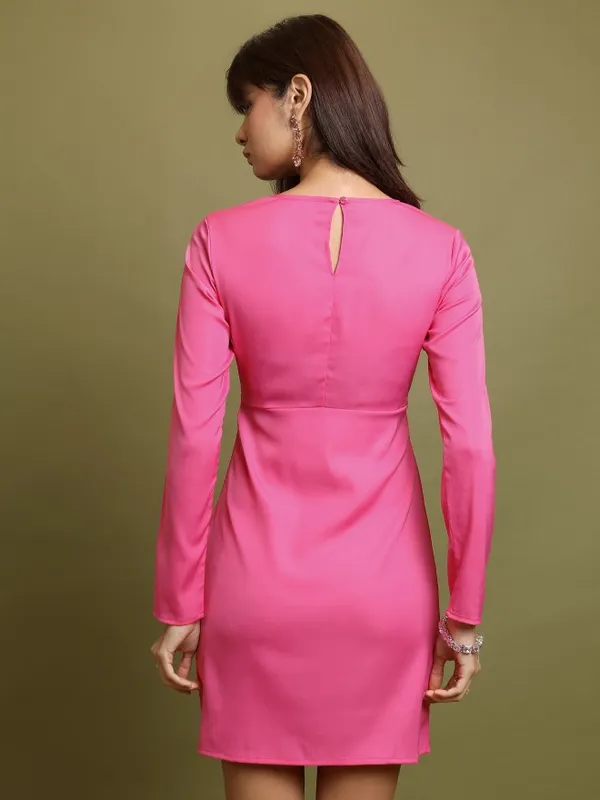 Tokyo Talkies Women Pink Solid Sheath Dress