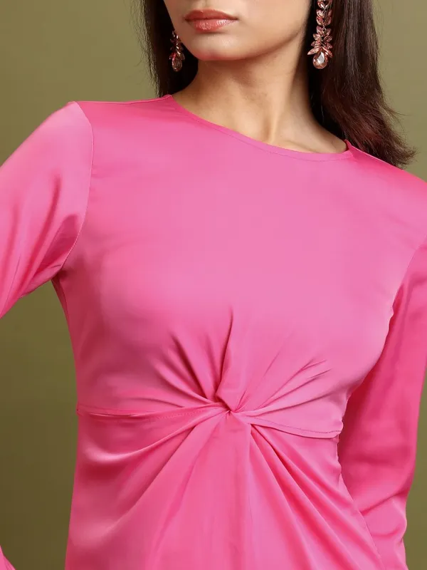 Tokyo Talkies Women Pink Solid Sheath Dress