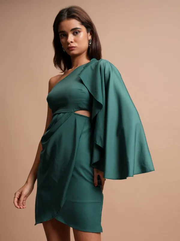 Tokyo Talkies Women Green Solid Sheath Dress