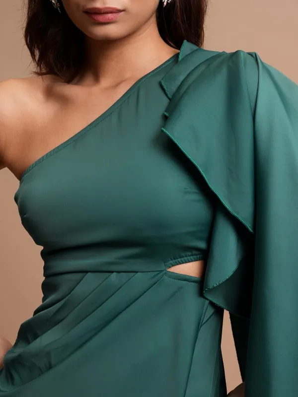 Tokyo Talkies Women Green Solid Sheath Dress