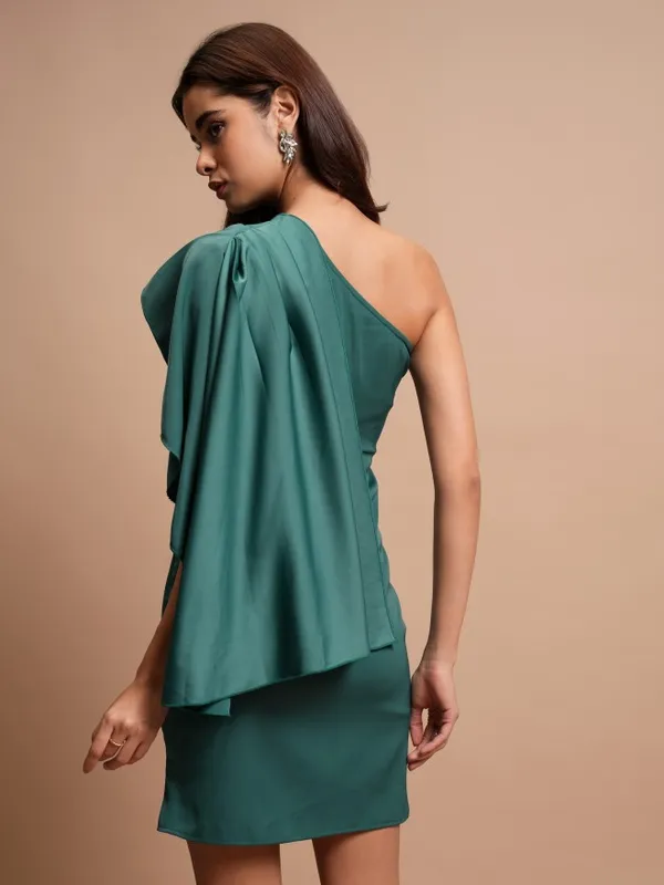 Tokyo Talkies Women Green Solid Sheath Dress