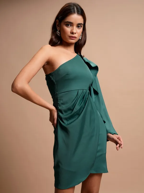 Tokyo Talkies Women Green Solid Sheath Dress