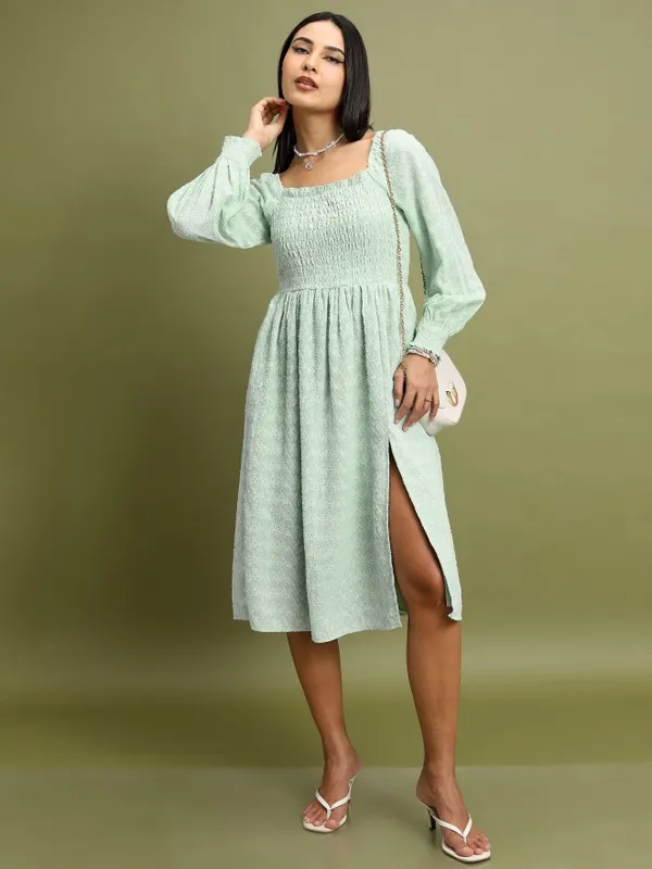 Self Design Fit and Flare Dress