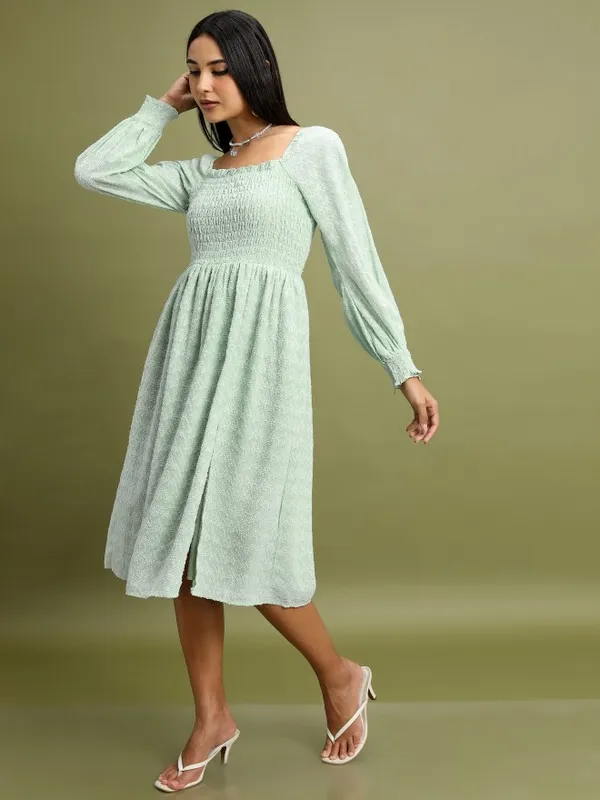 Self Design Fit and Flare Dress