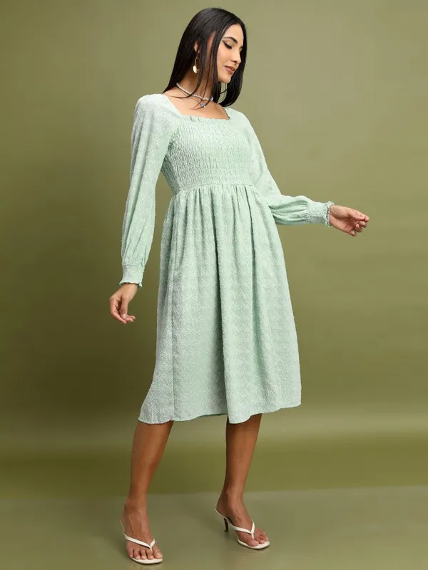 Self Design Fit and Flare Dress