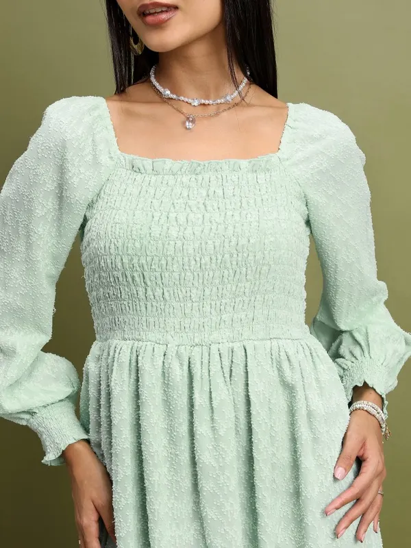 Self Design Fit and Flare Dress