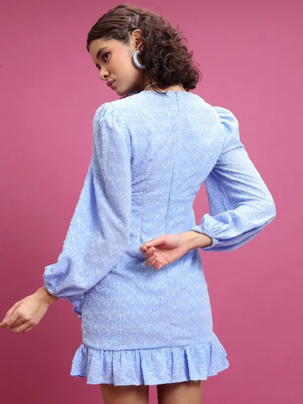  Tokyo Talkies Women Blue Solid Wrap Dresses