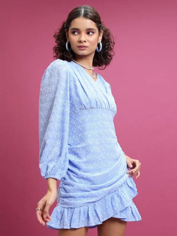  Tokyo Talkies Women Blue Solid Wrap Dresses