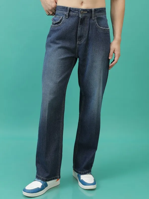  Highlander Men Blue Straight Fit Clean Look Jeans