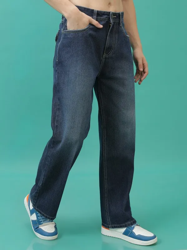  Highlander Men Blue Straight Fit Clean Look Jeans