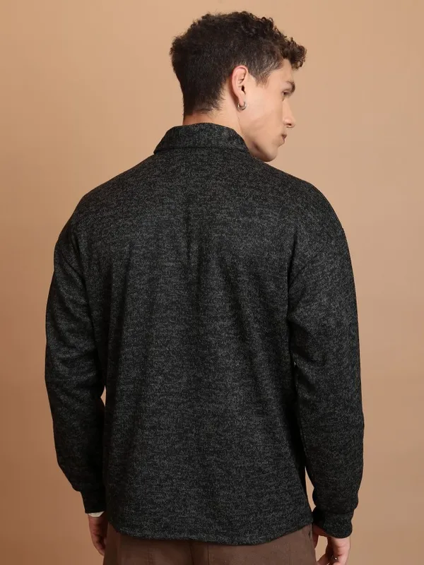  Highlander Men Black Shirt Collar Pullover Sweaters