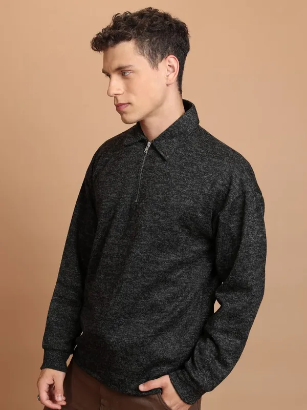  Highlander Men Black Shirt Collar Pullover Sweaters