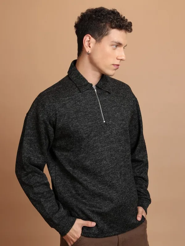  Highlander Men Black Shirt Collar Pullover Sweaters