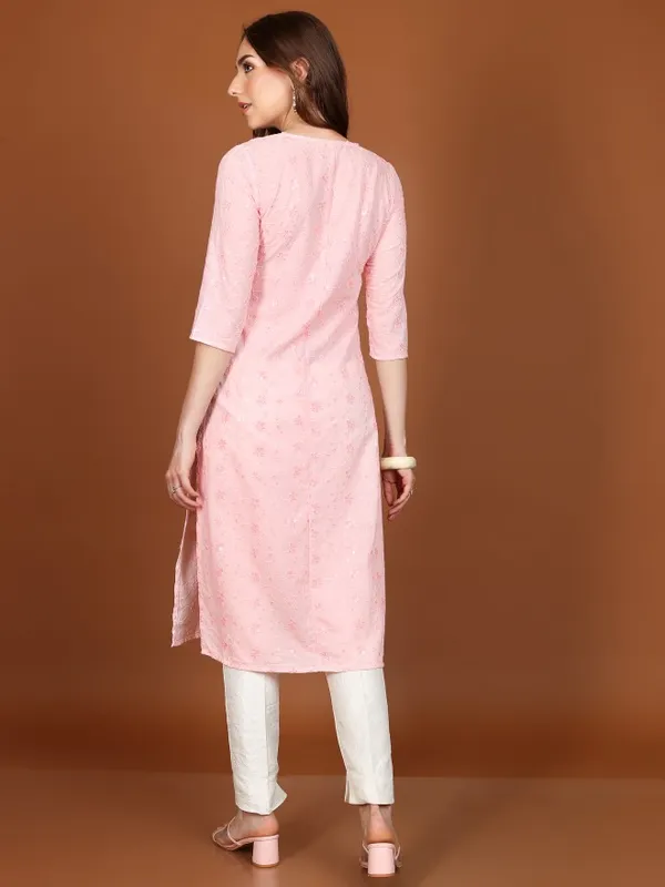  Vishudh Women Pink Embroidered Straight Kurtas
