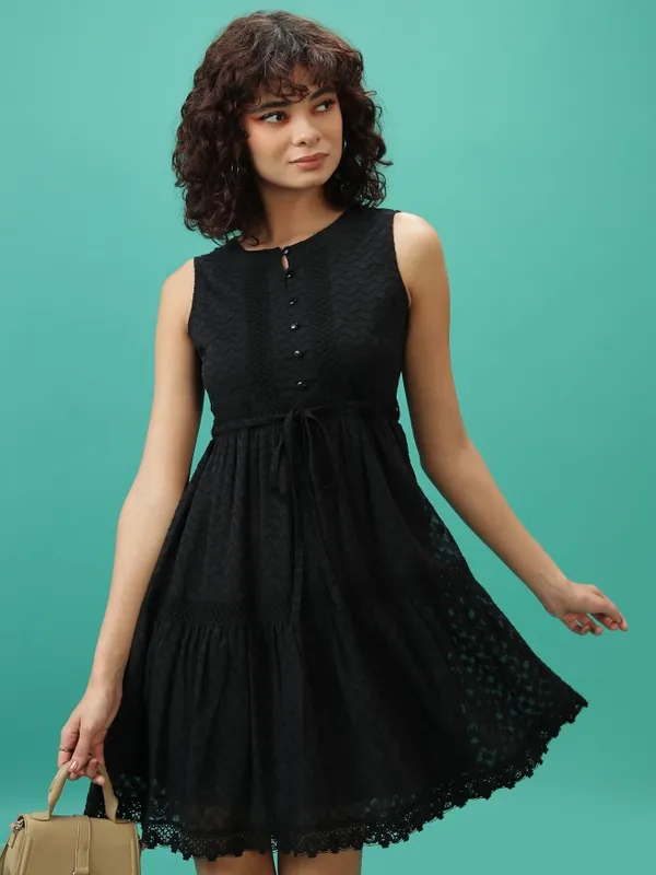 Self Design Fit And Flare Dress