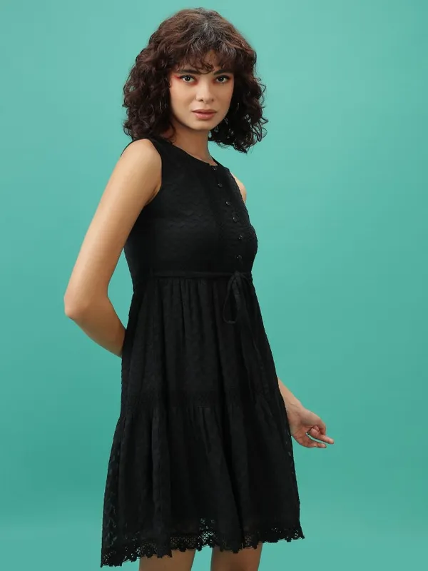 Self Design Fit And Flare Dress