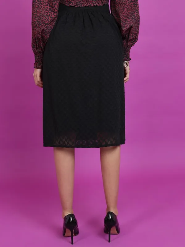 Tokyo Talkies Women Black Knee Length Skirt