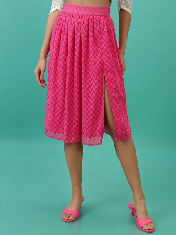 Tokyo Talkies Women Pink Midi Skirt