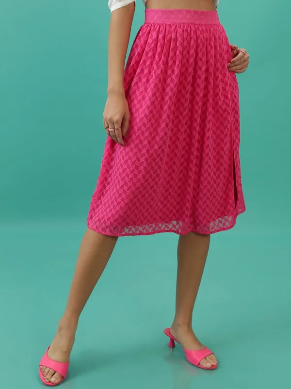 Tokyo Talkies Women Pink Midi Skirt