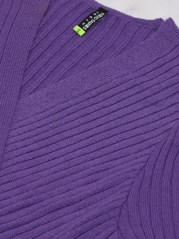  Tokyo Talkies Women Purple V-Neck Sweaters