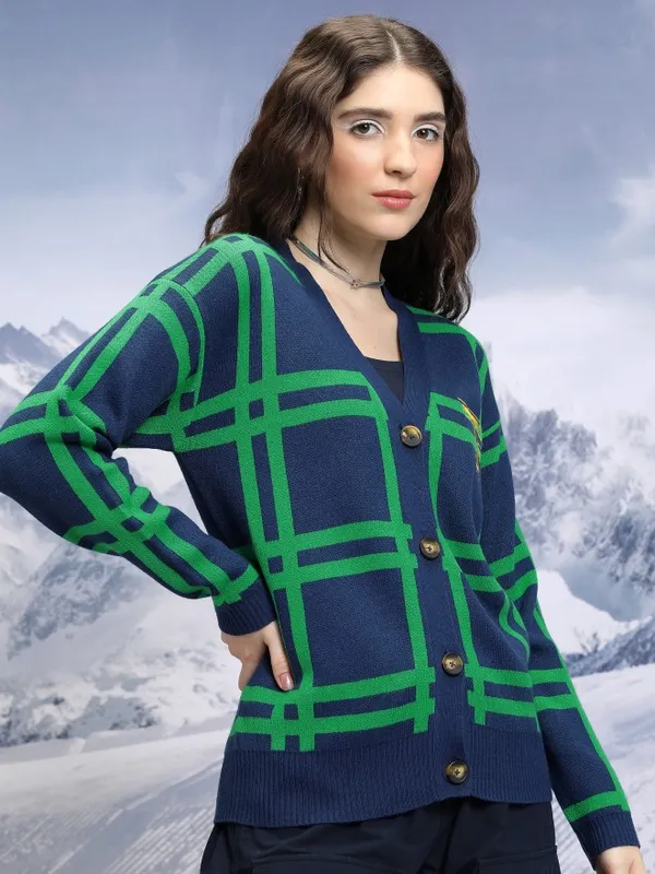  Tokyo Talkies Women Navy Blue V-Neck Sweaters