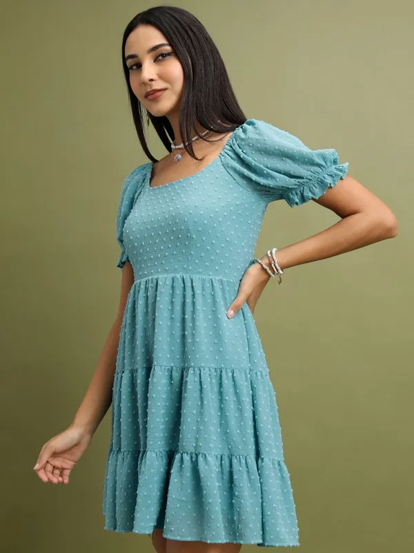 Self Design Fit and Flare Dress