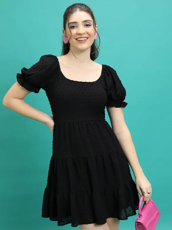 Self Design Fit And Flare Dress