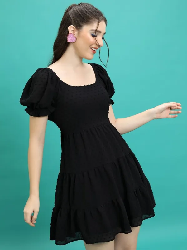 Self Design Fit And Flare Dress