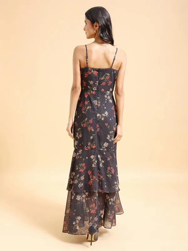 Tokyo Talkies Women Black Printed Maxi Dress