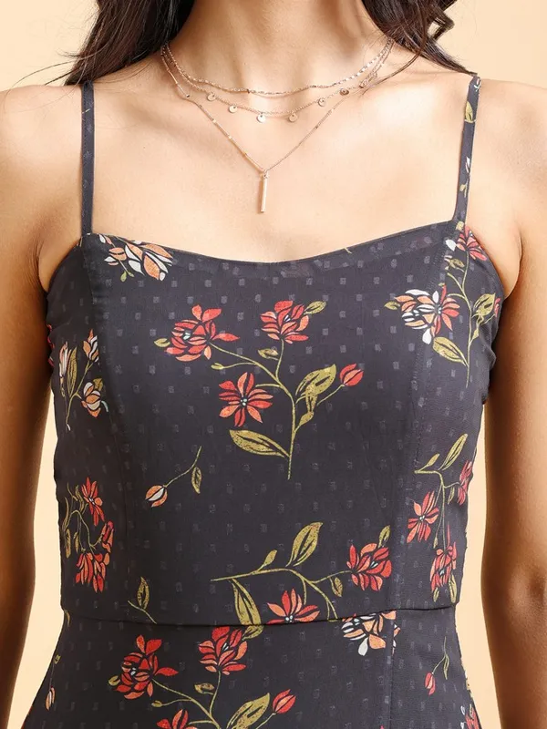 Tokyo Talkies Women Black Printed Maxi Dress