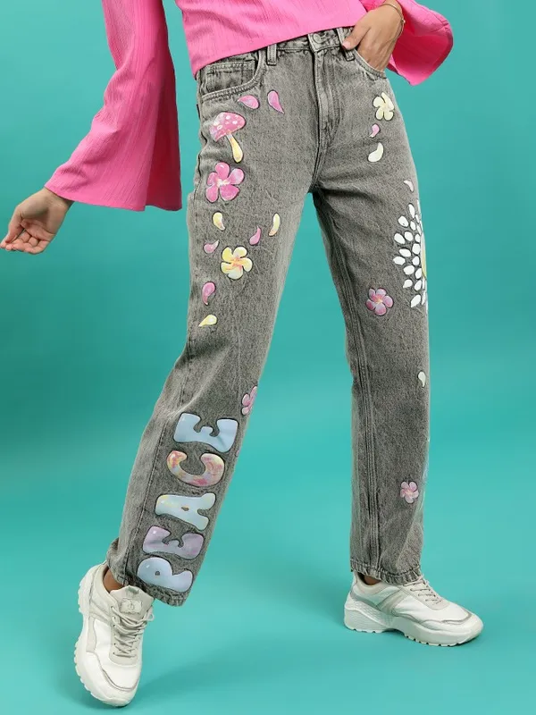 Tokyo Talkies Women Grey Dad Fit Jeans