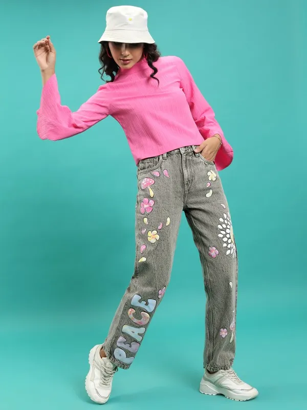 Tokyo Talkies Women Grey Dad Fit Jeans