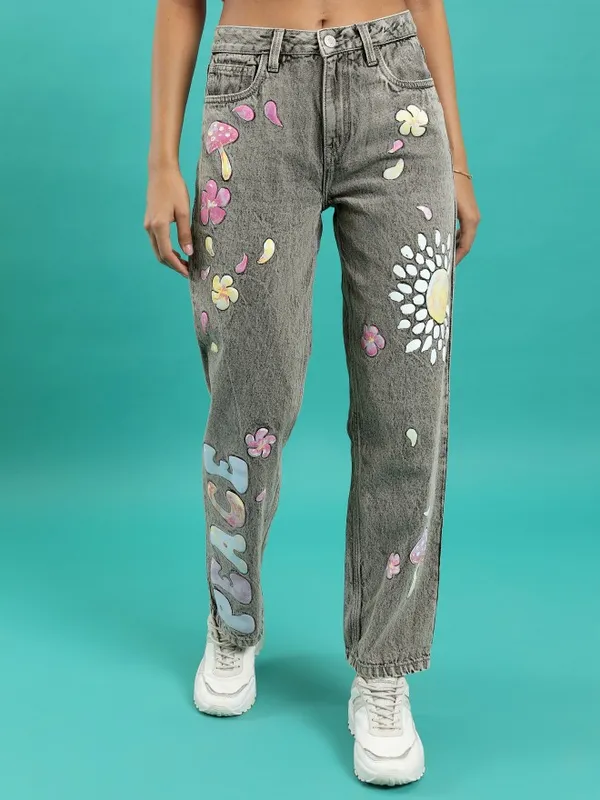 Tokyo Talkies Women Grey Dad Fit Jeans