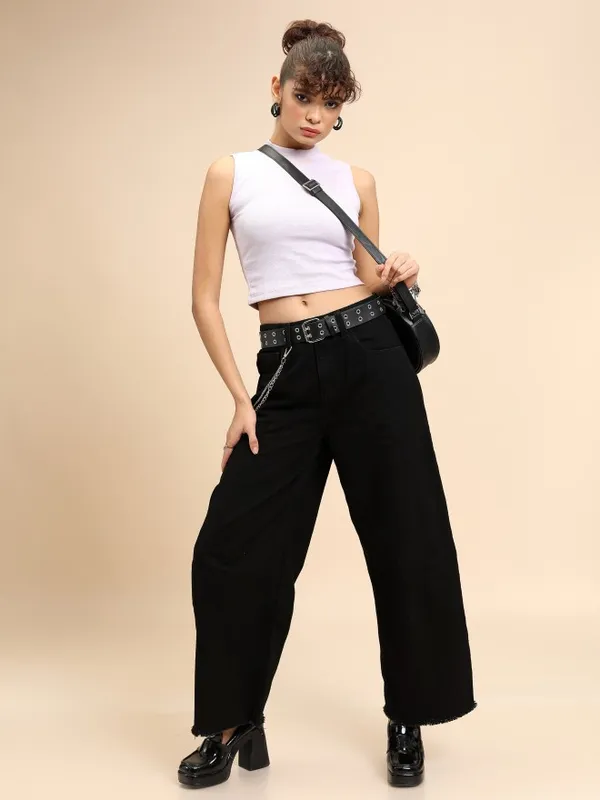  Tokyo Talkies Women Black Flared Clean Look Jeans