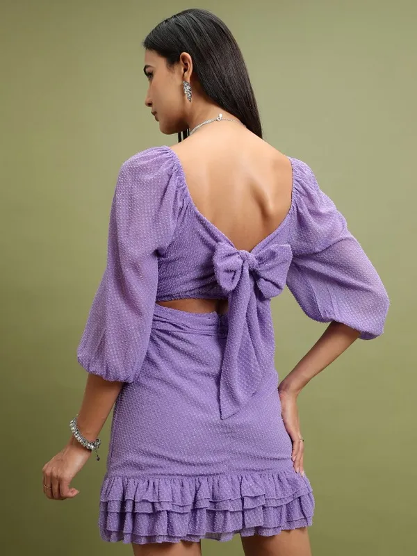  Tokyo Talkies Women Purple Self Design Fit And Flare Dresses