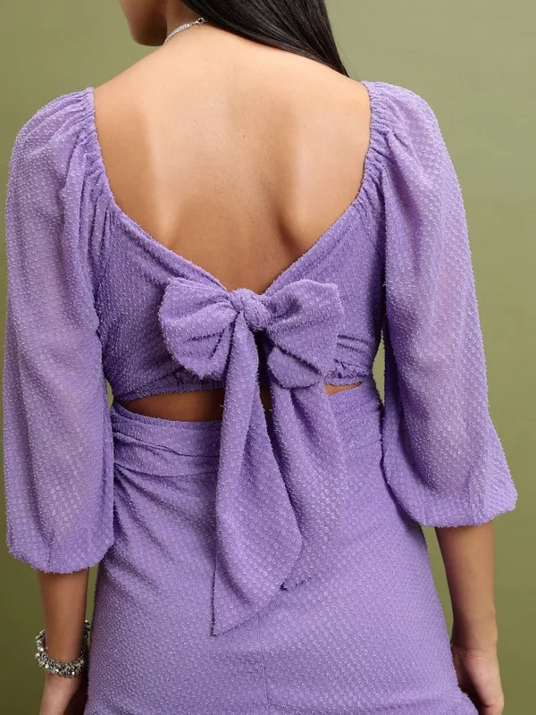  Tokyo Talkies Women Purple Self Design Fit And Flare Dresses