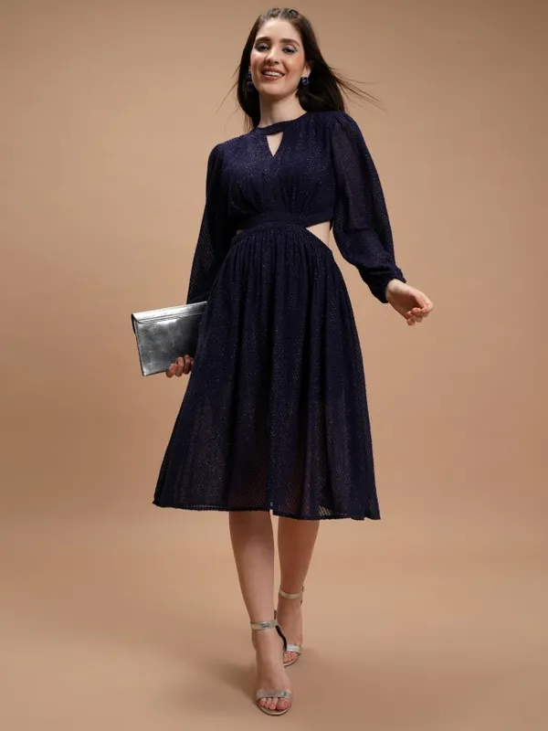 Solid Fit and Flare Dress