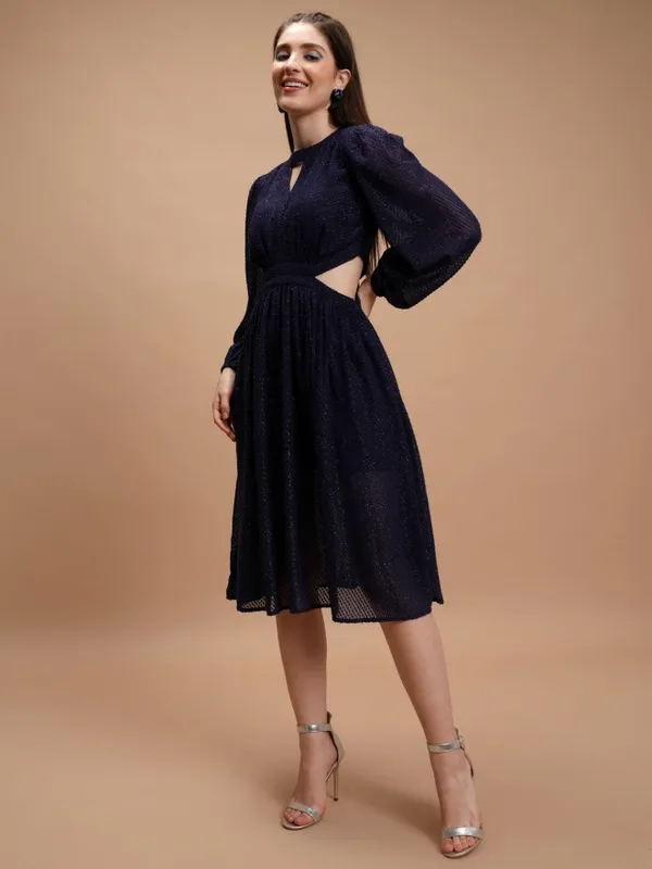 Solid Fit and Flare Dress