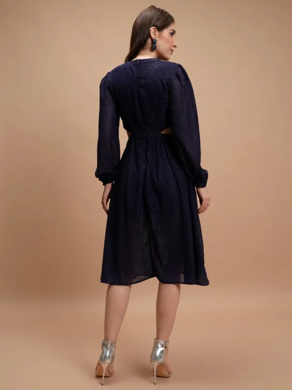 Solid Fit and Flare Dress