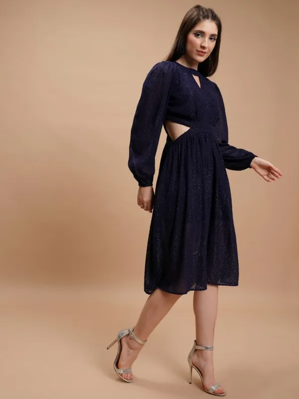 Solid Fit and Flare Dress