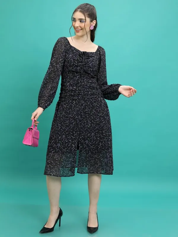 Tokyo Talkies Women Black Printed Sheath Dress