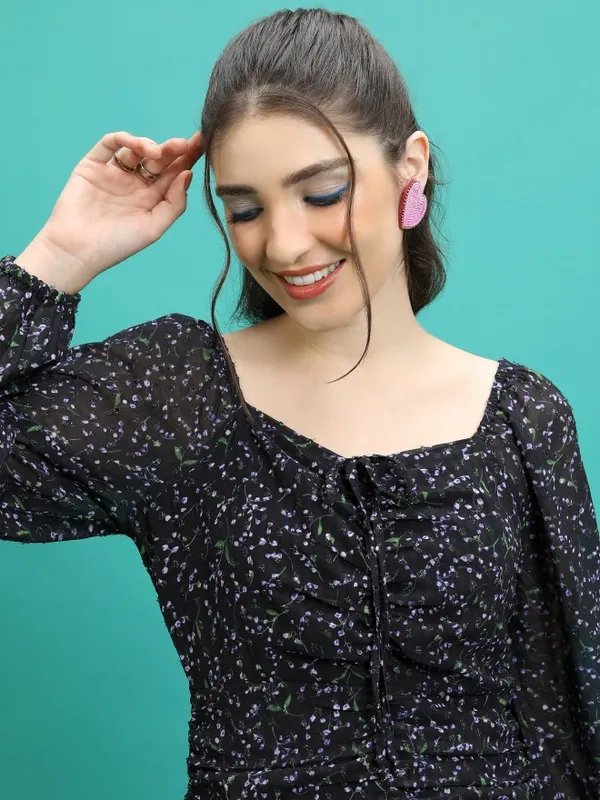 Tokyo Talkies Women Black Printed Sheath Dress